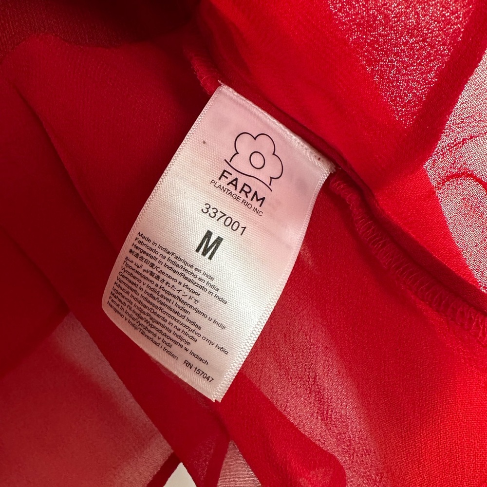 FARM Rio Bright Red Valentine’s Day Pleated Peplum Top Sz M NWT $198 - Picture 11 of 11